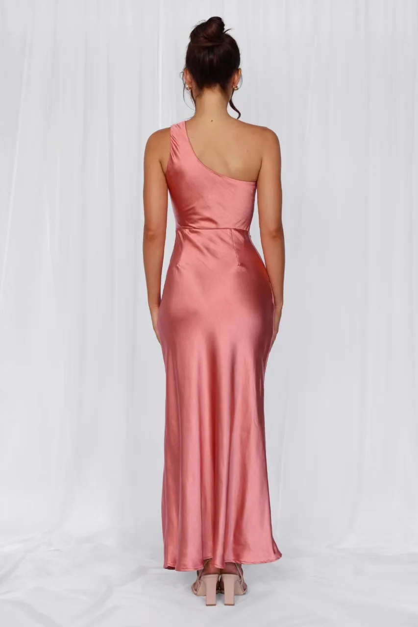 The Aurora One Shoulder Satin Maxi Dress