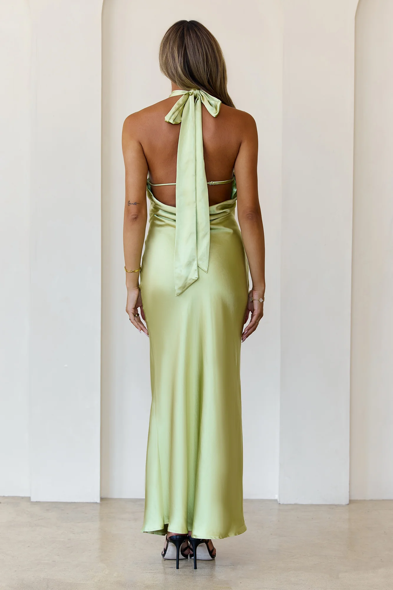 Majestic Girl Halter Satin Maxi Dress