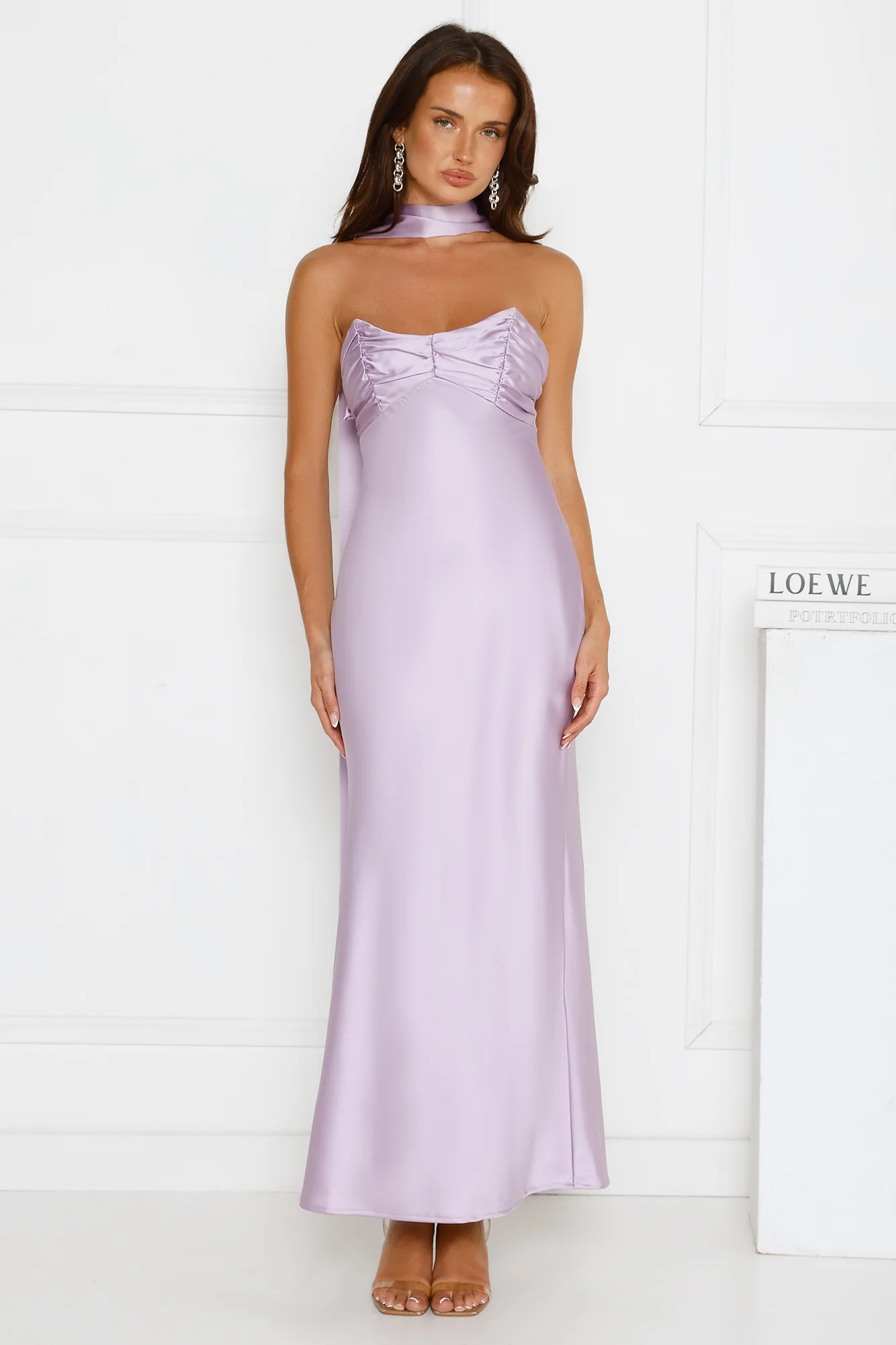 Be Noticed Strapless Satin Maxi Dress