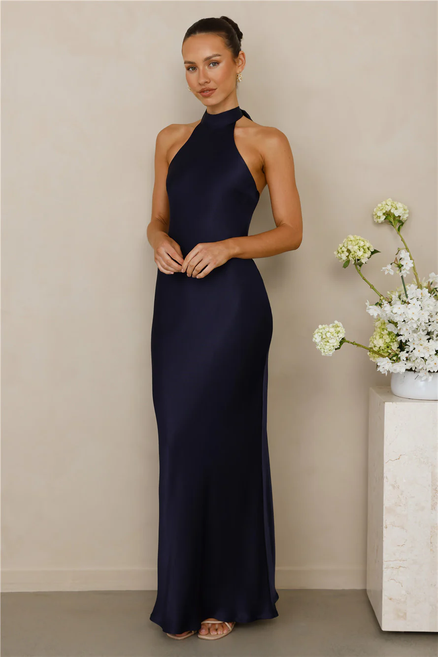 The Cleo Halter Satin Maxi Dress
