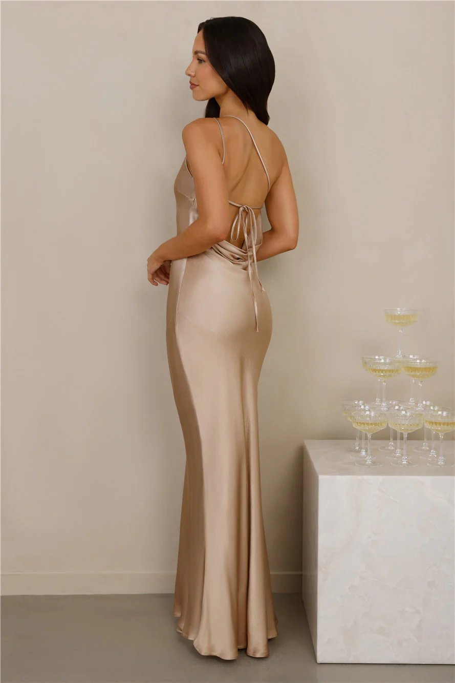 The Evangeline One Shoulder Satin Maxi Dress