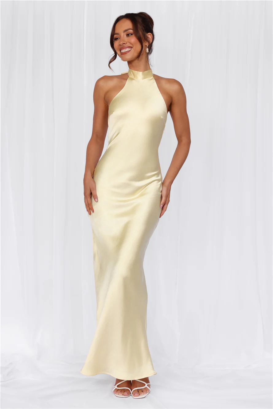 The Cleo Halter Satin Maxi Dress