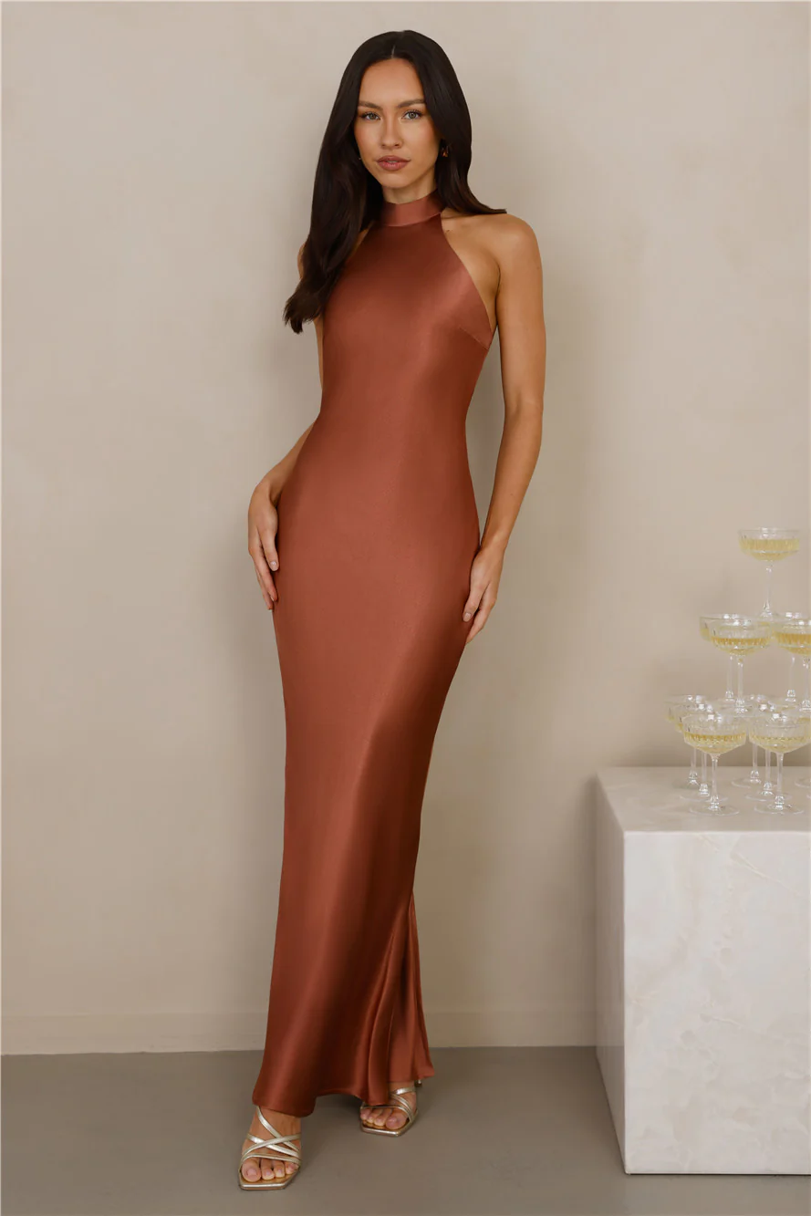 The Cleo Halter Satin Maxi Dress