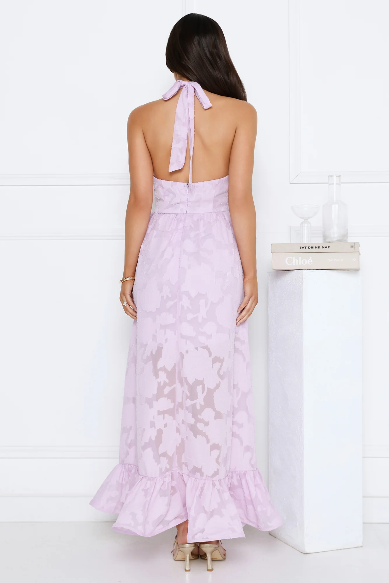 Sunbeam Shell Halter Maxi Dress