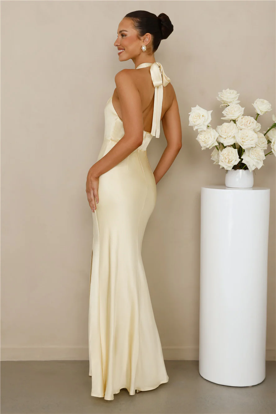 The Adeline Halter Satin Maxi Dress