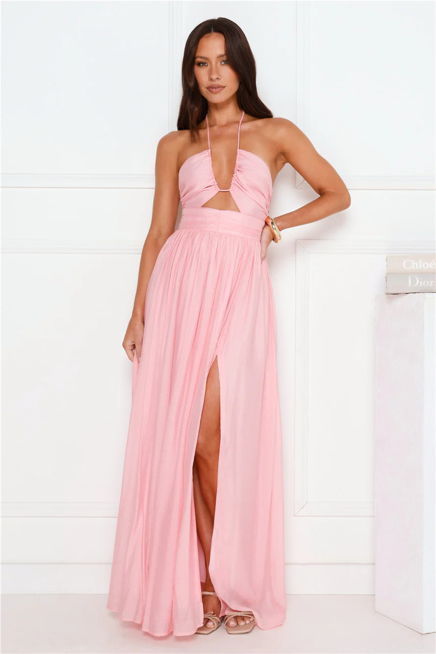 Hibiscus Hues Halter Maxi Dress