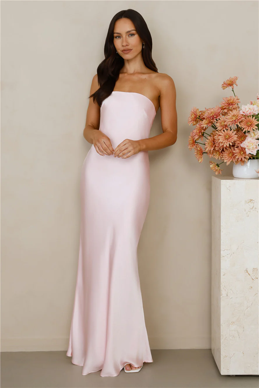 The Felicity Strapless Satin Maxi Dress