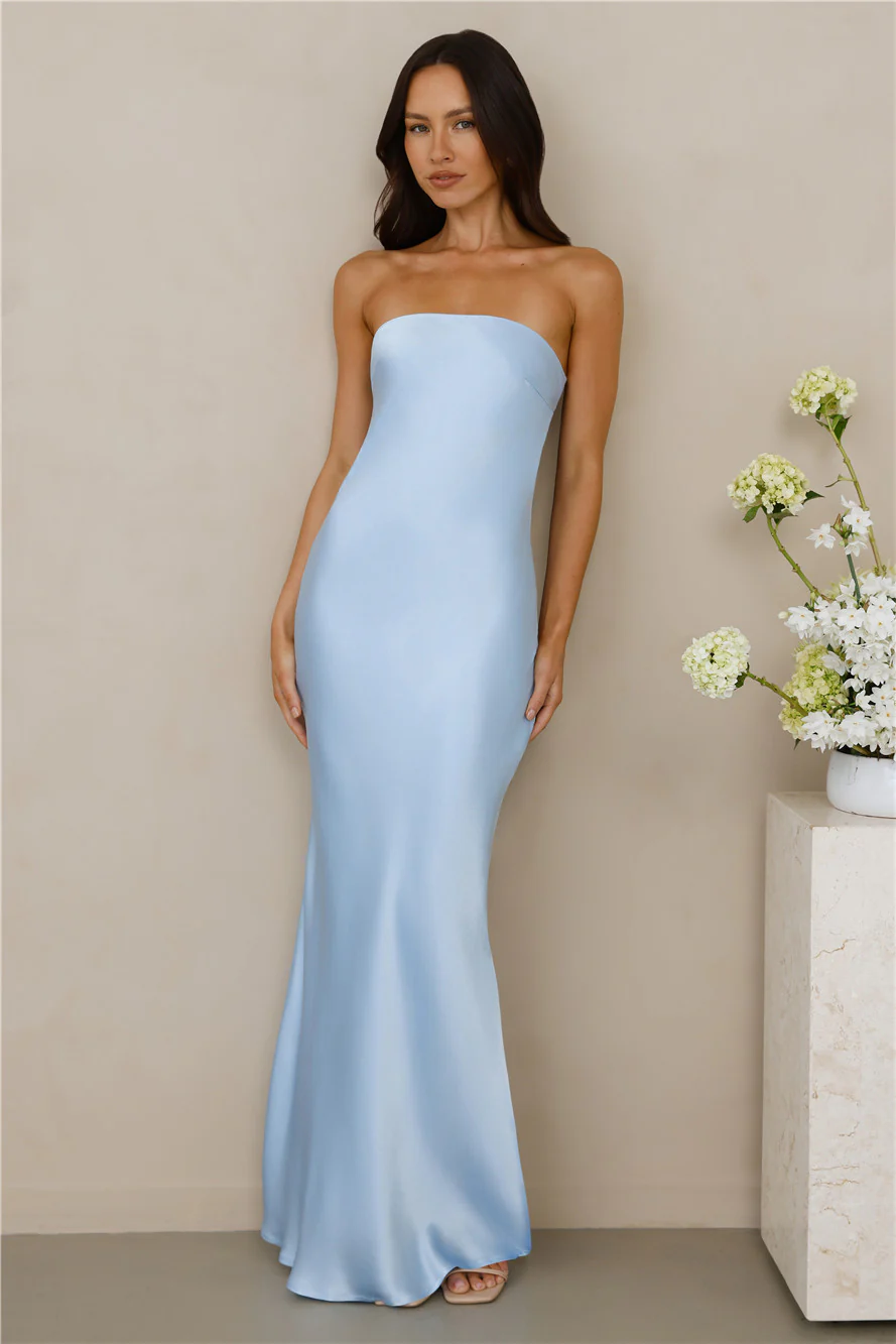 The Felicity Strapless Satin Maxi Dress