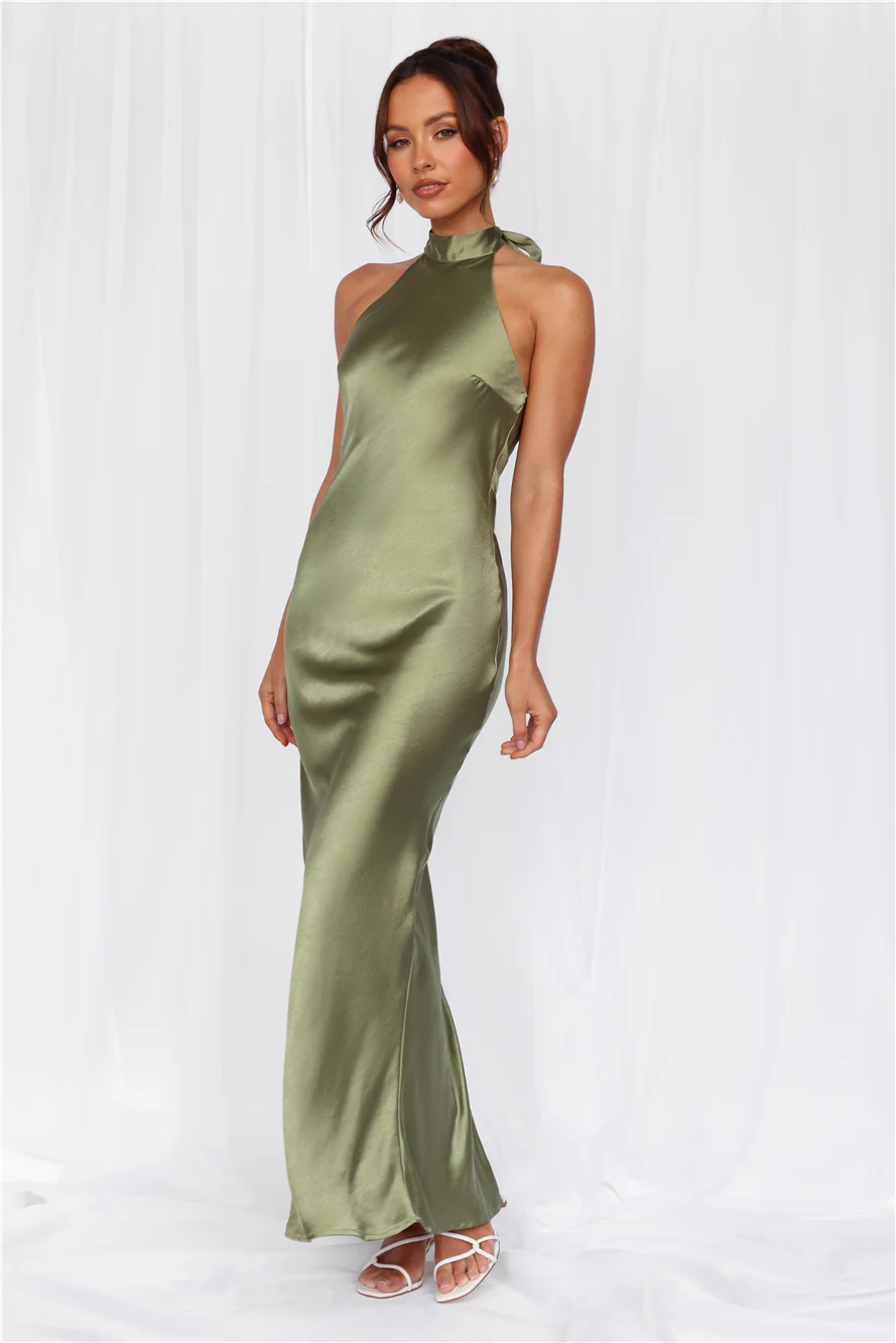 The Cleo Halter Satin Maxi Dress