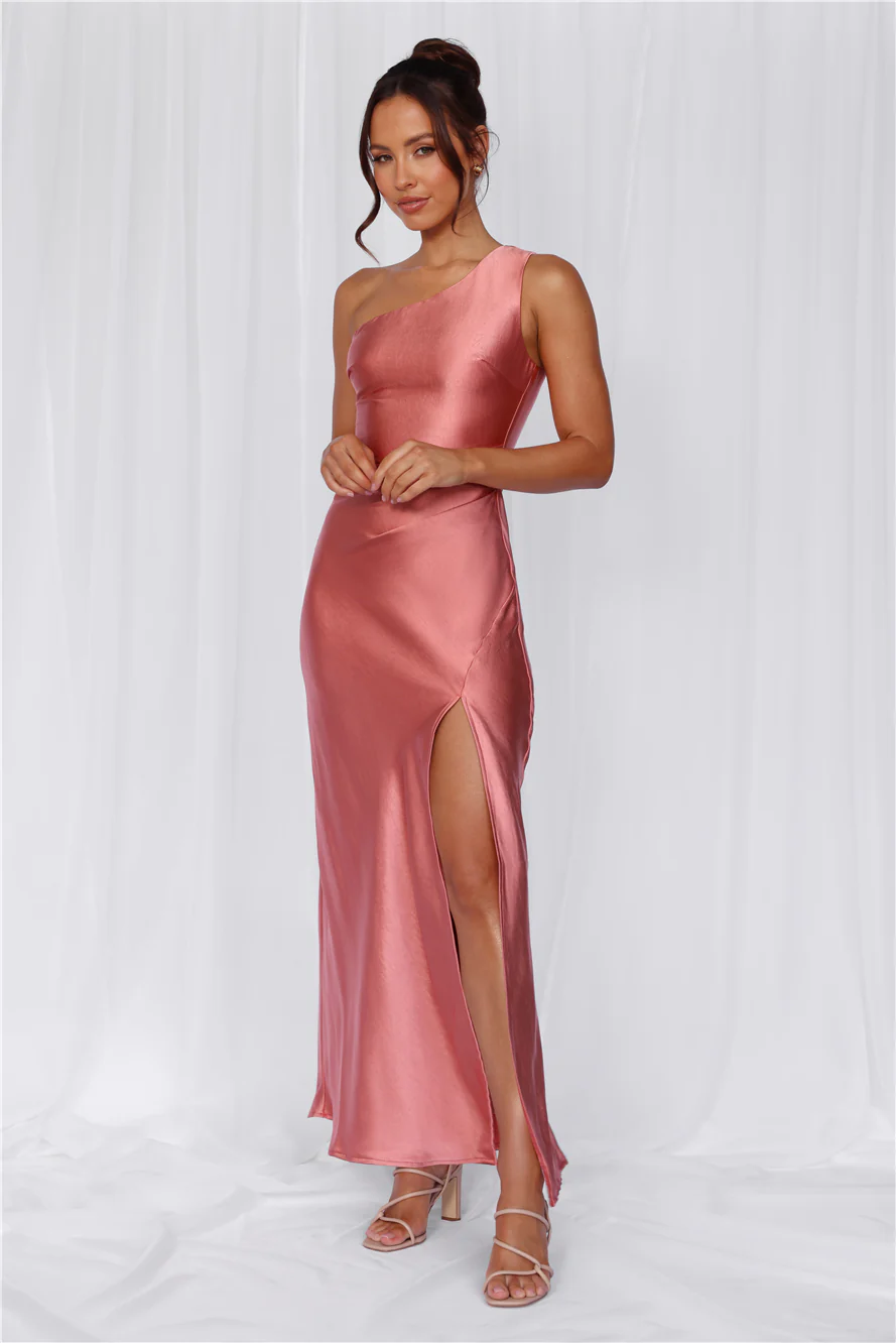 The Aurora One Shoulder Satin Maxi Dress