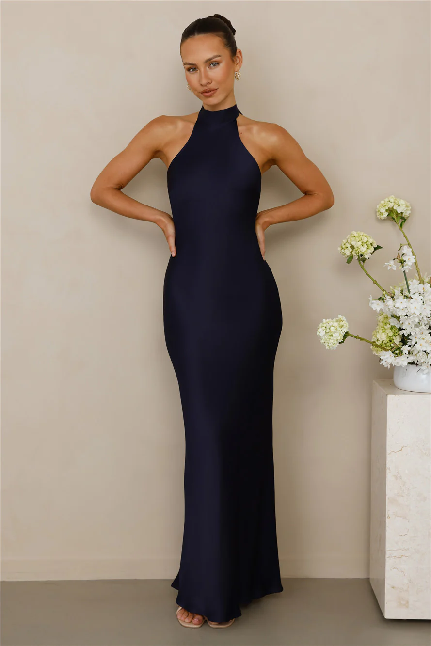The Cleo Halter Satin Maxi Dress