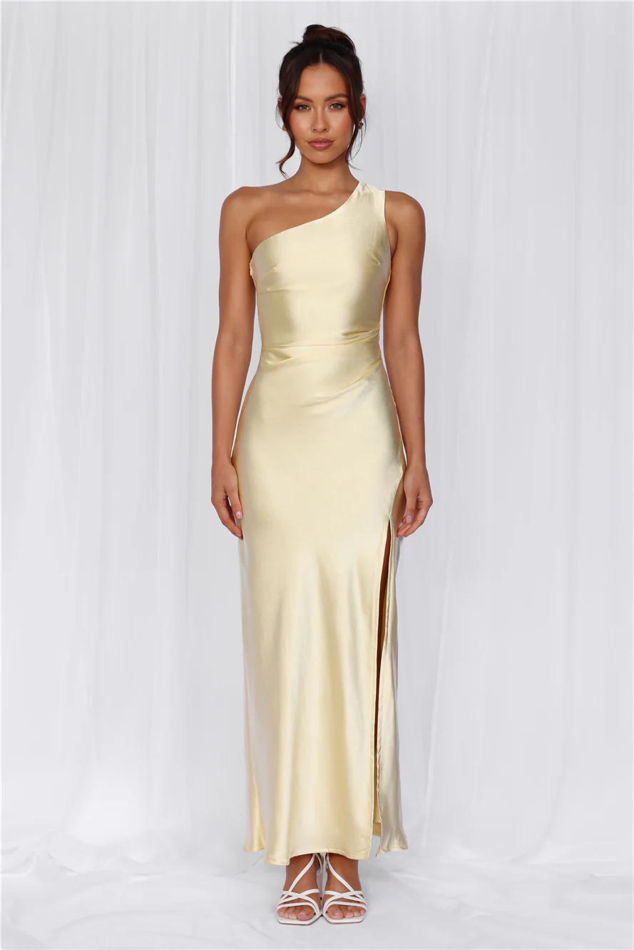 The Aurora One Shoulder Satin Maxi Dress