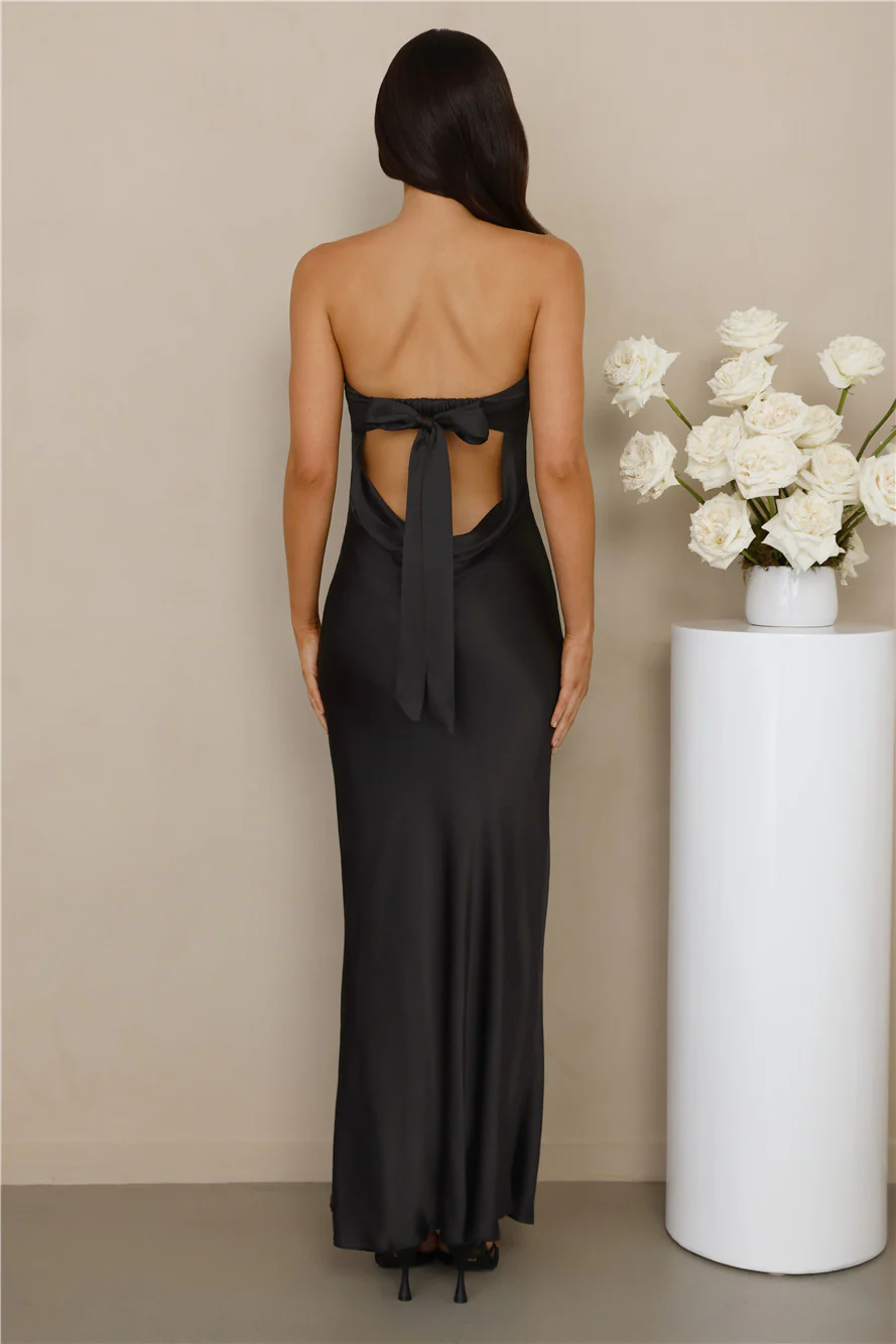 The Felicity Strapless Satin Maxi Dress