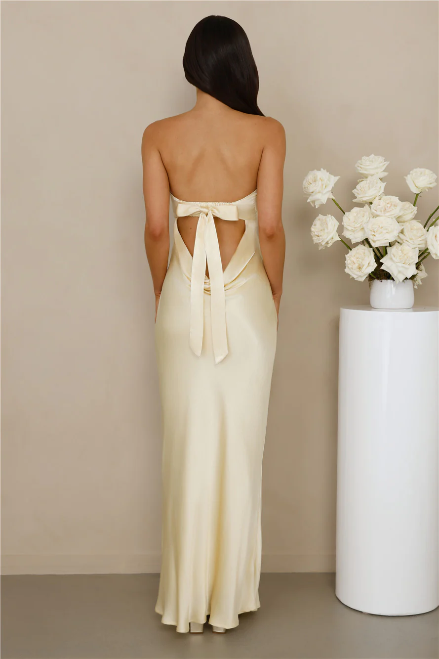 The Felicity Strapless Satin Maxi Dress