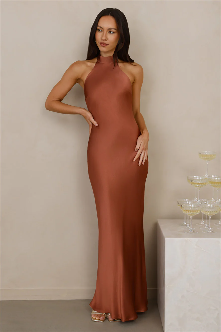 The Cleo Halter Satin Maxi Dress
