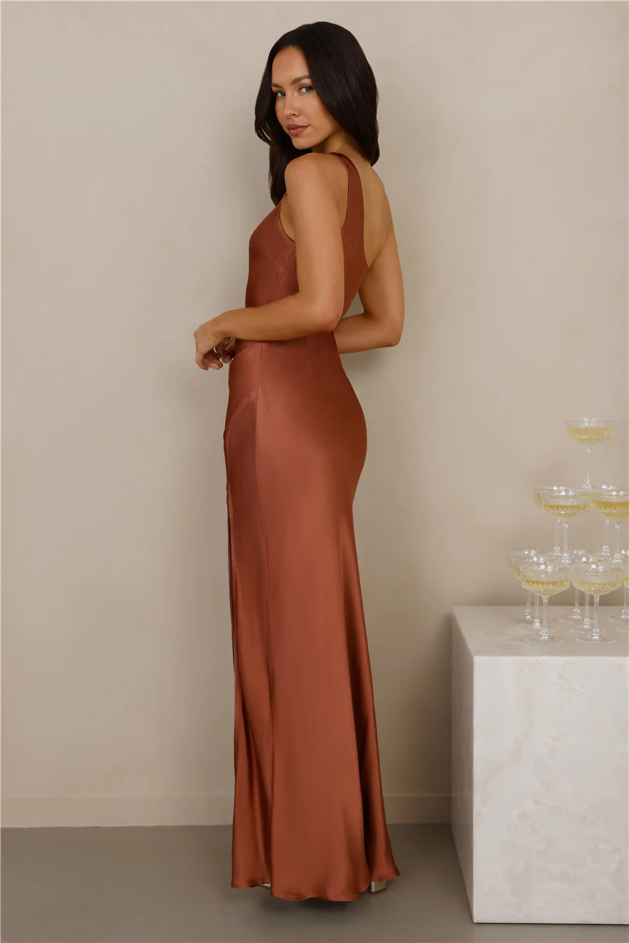 The Aurora One Shoulder Satin Maxi Dress