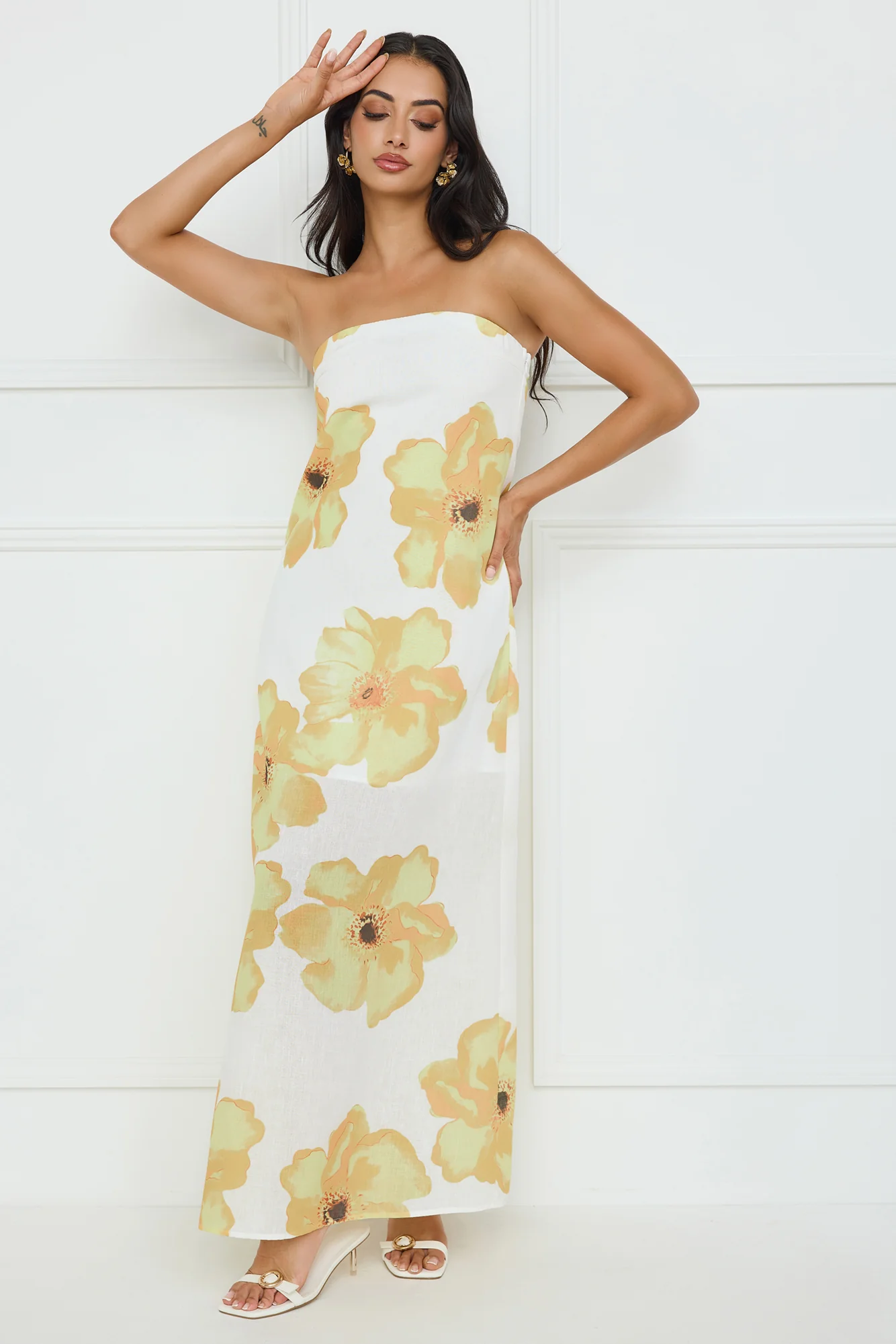 Sunlight’S Embrace Strapless Maxi Dress