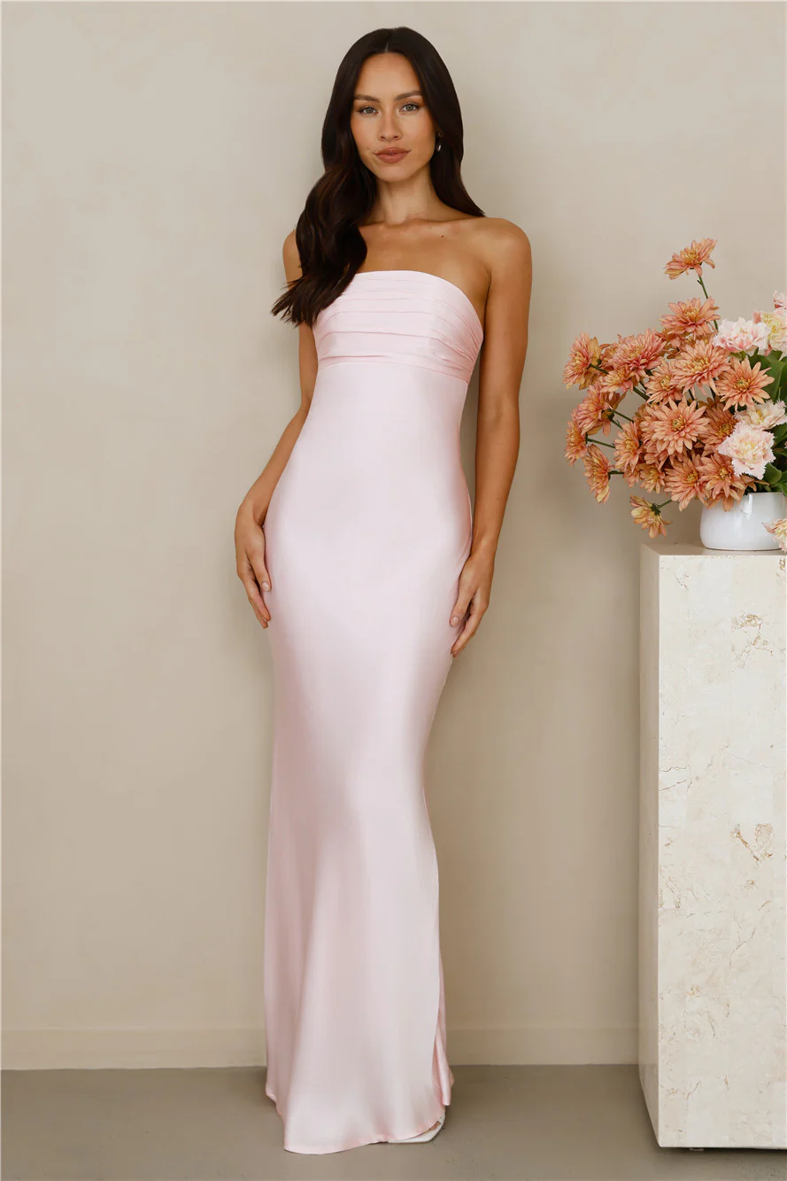 The Seraphina Strapless Satin Maxi Dress