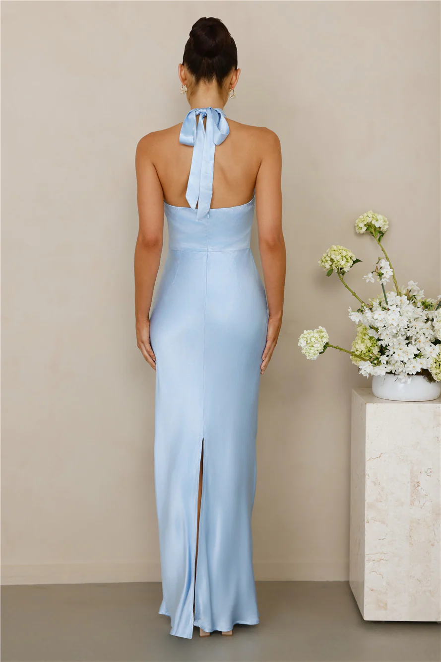 The Cleo Halter Satin Maxi Dress