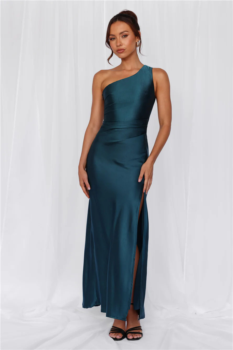 The Aurora One Shoulder Satin Maxi Dress