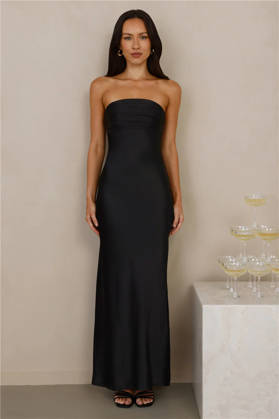 The Seraphina Strapless Satin Maxi Dress