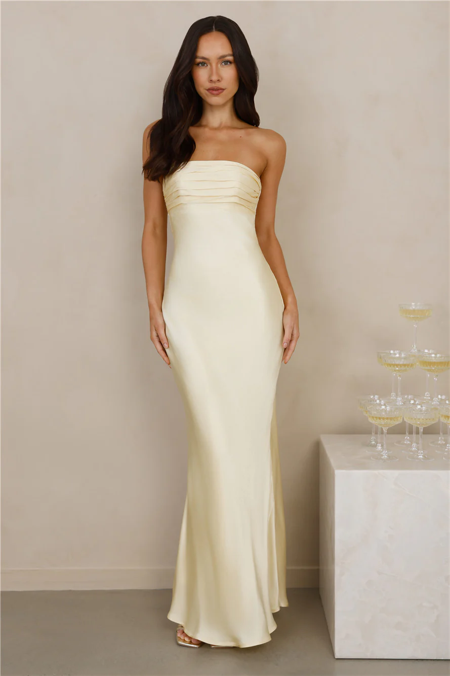 The Seraphina Strapless Satin Maxi Dress