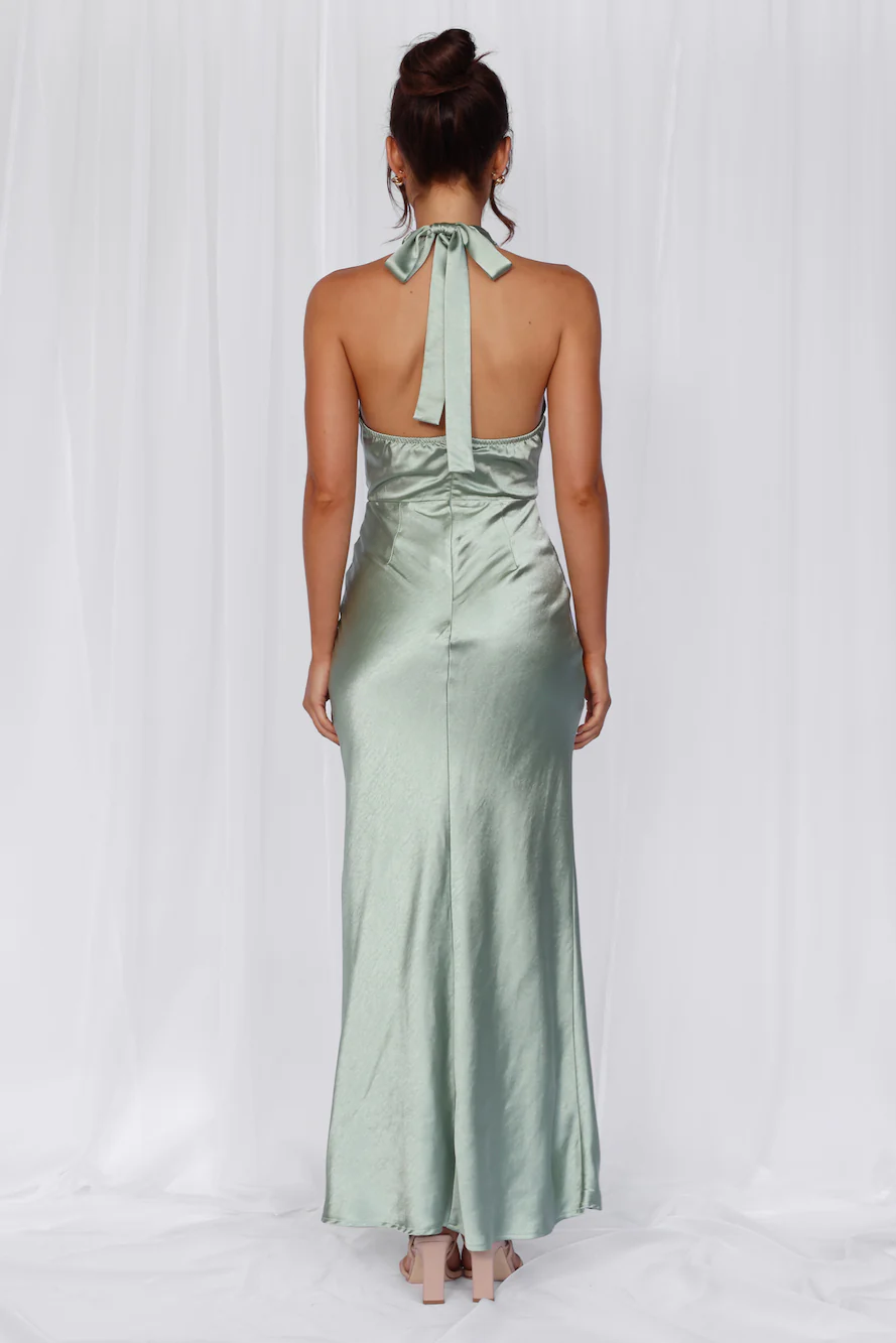 The Adeline Halter Satin Maxi Dress