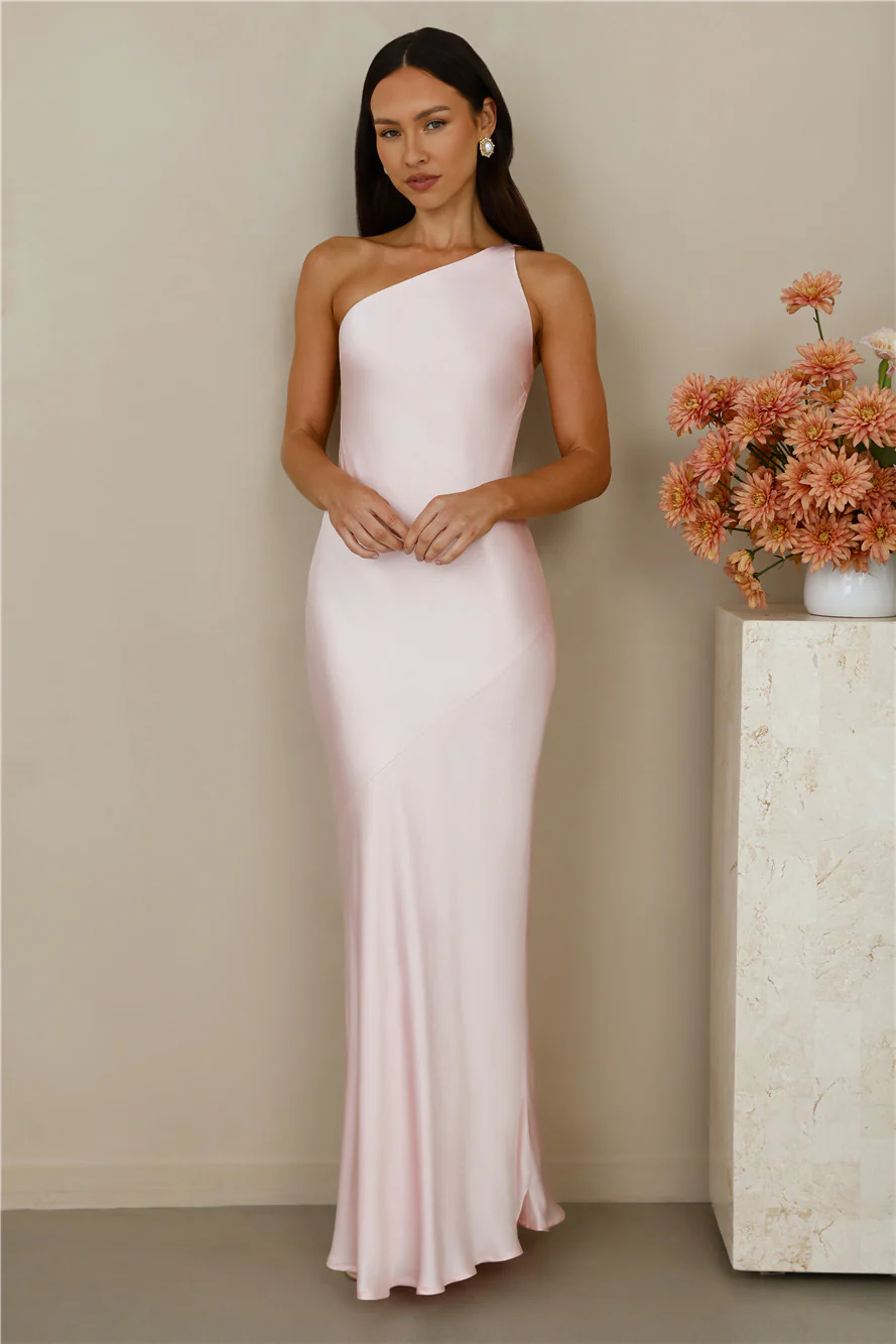 The Evangeline One Shoulder Satin Maxi Dress