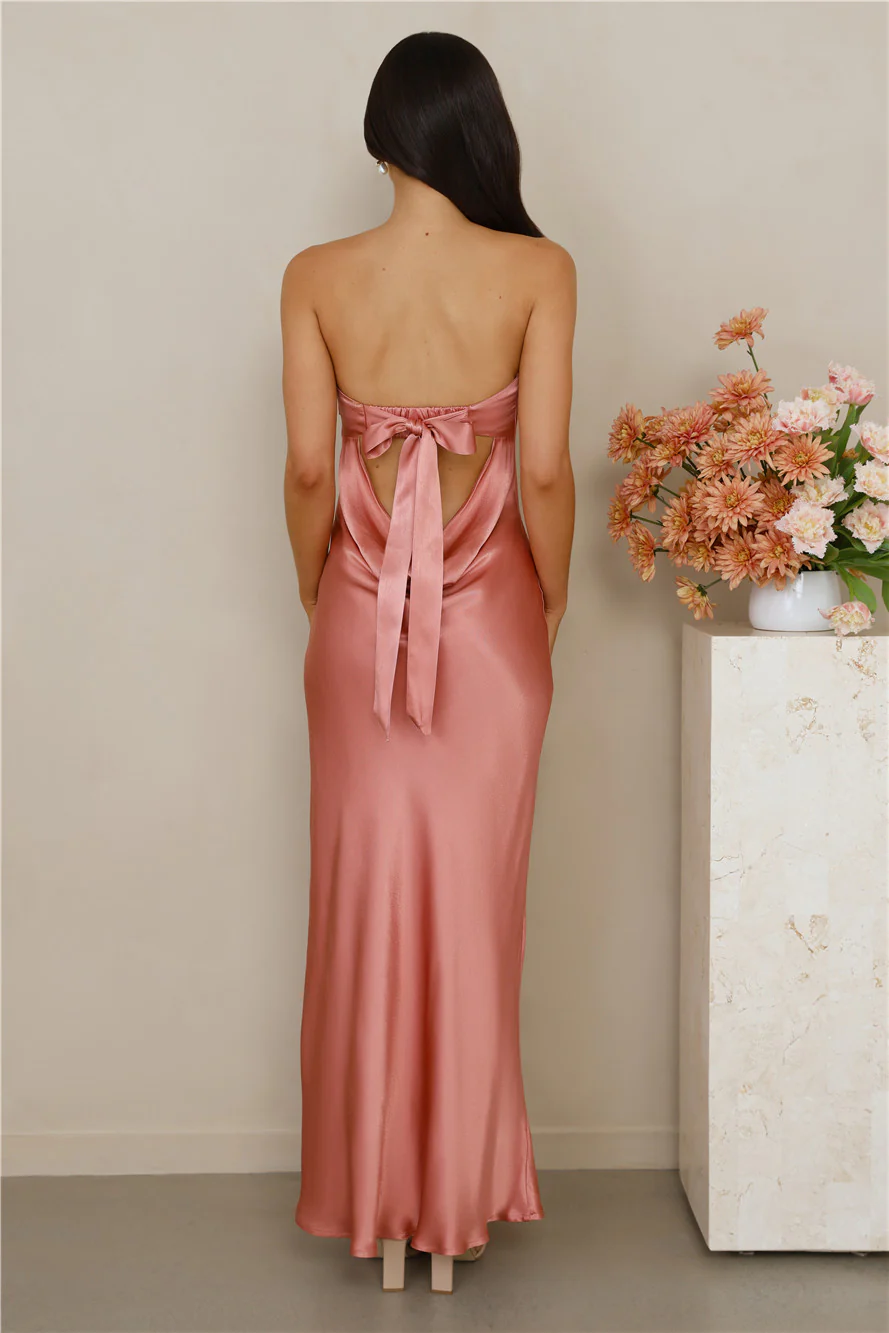 The Felicity Strapless Satin Maxi Dress