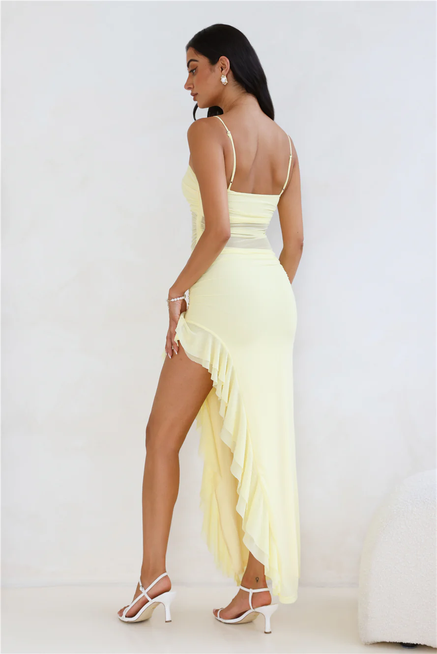 Golden Embrace Mesh Maxi Dress