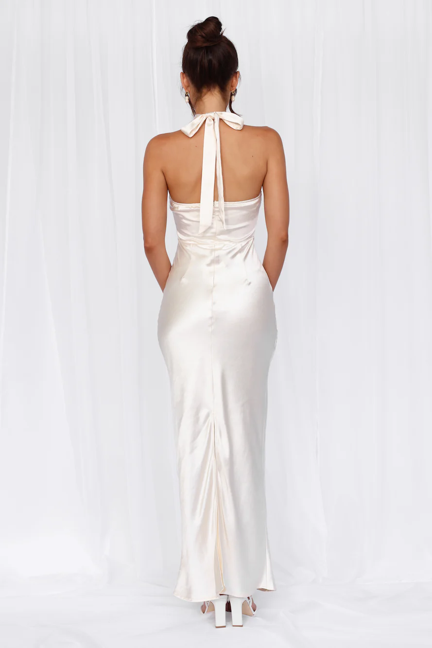 The Cleo Halter Satin Maxi Dress