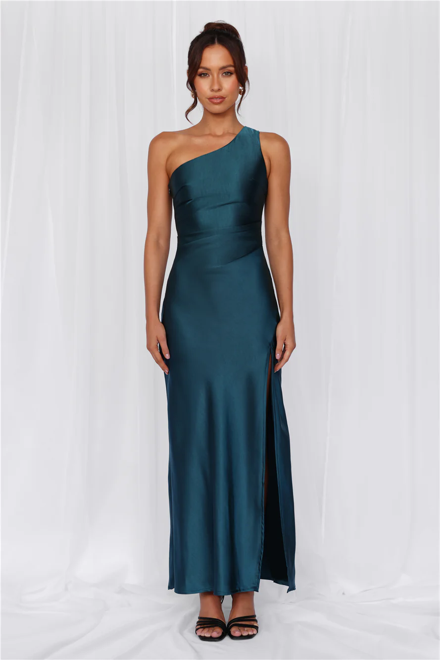 The Aurora One Shoulder Satin Maxi Dress