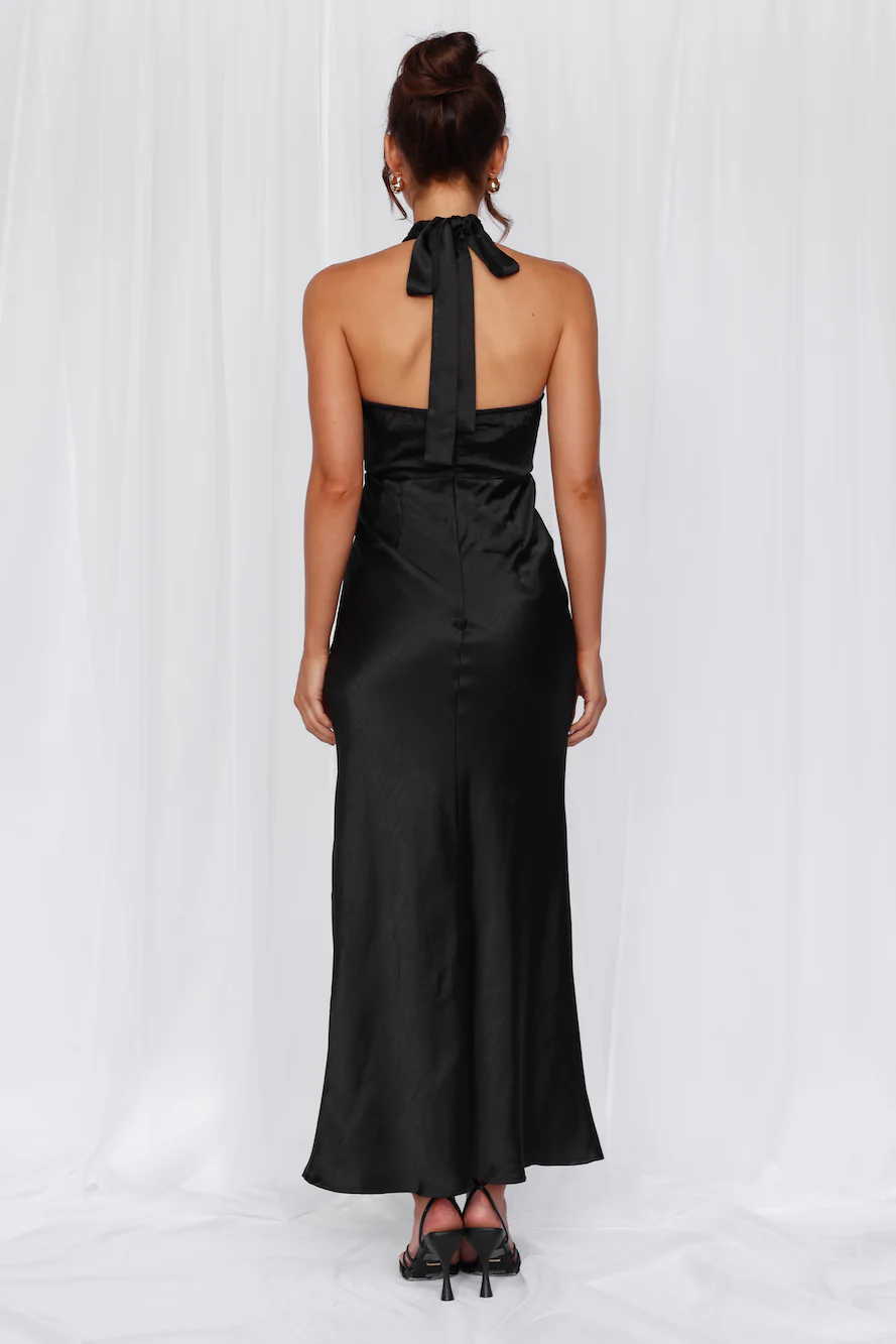 The Adeline Halter Satin Maxi Dress