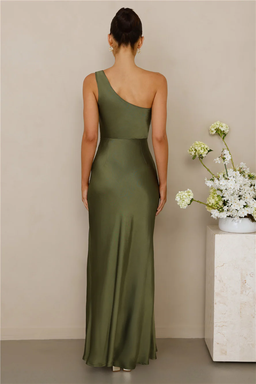 The Aurora One Shoulder Satin Maxi Dress