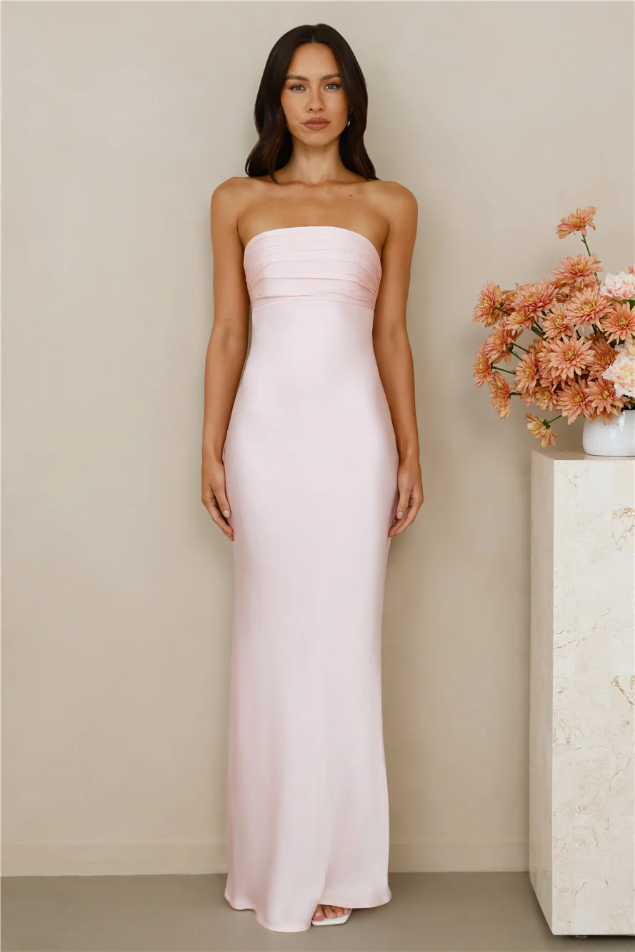The Seraphina Strapless Satin Maxi Dress