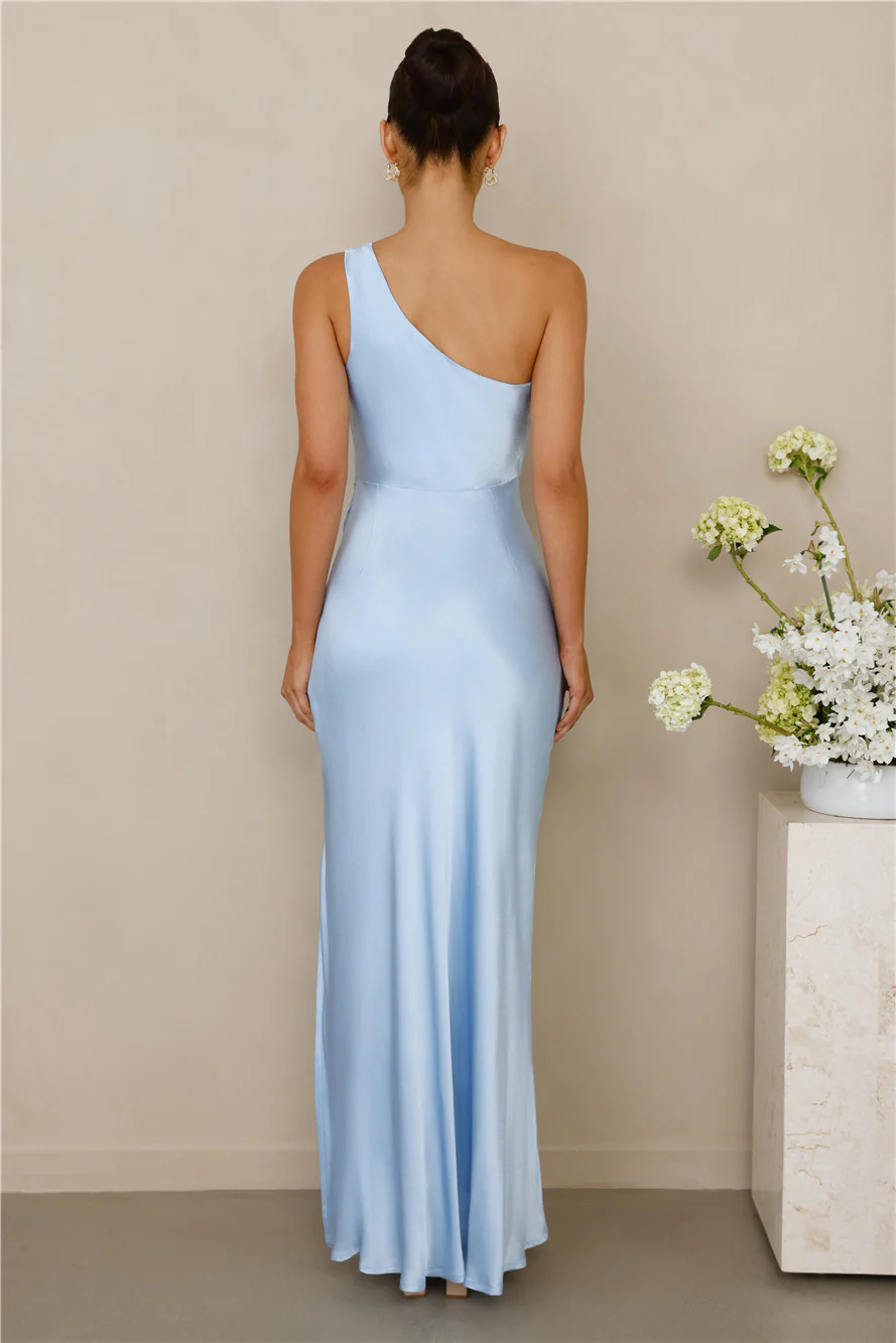 The Aurora One Shoulder Satin Maxi Dress