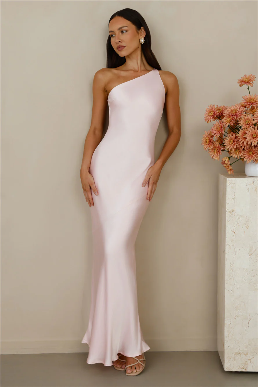 The Evangeline One Shoulder Satin Maxi Dress