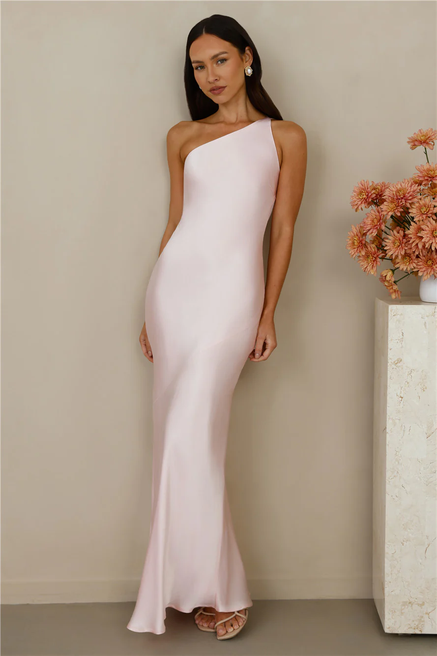 The Evangeline One Shoulder Satin Maxi Dress
