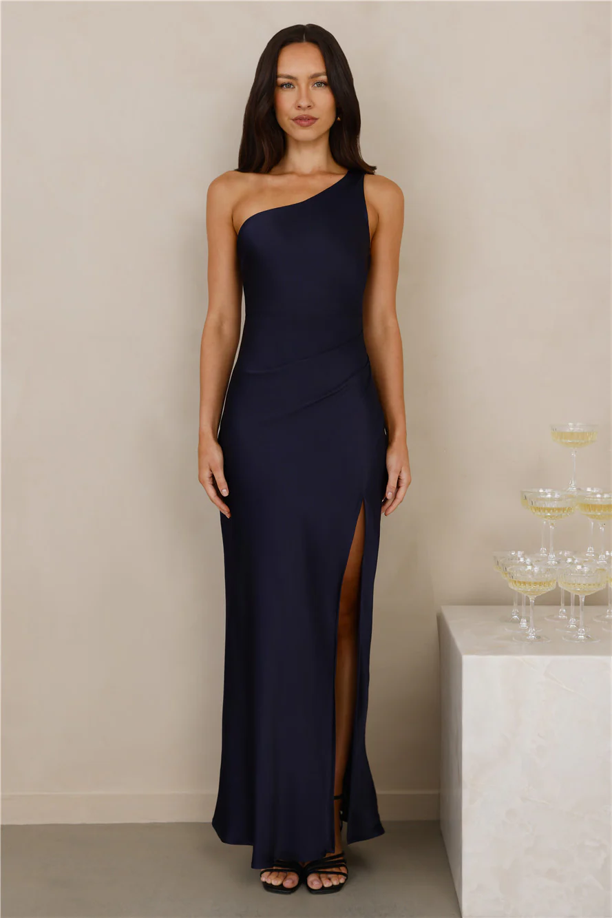 The Aurora One Shoulder Satin Maxi Dress