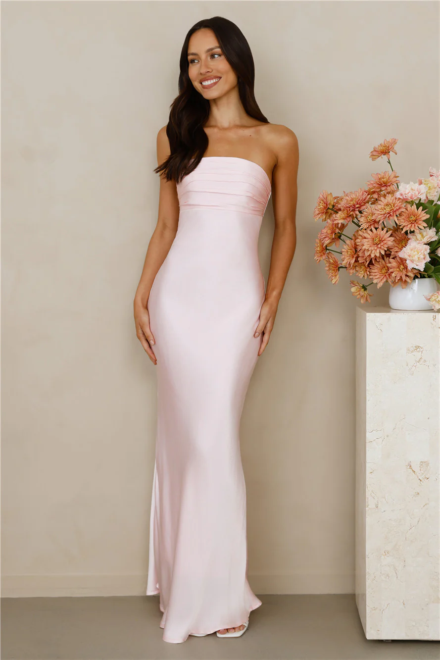 The Seraphina Strapless Satin Maxi Dress