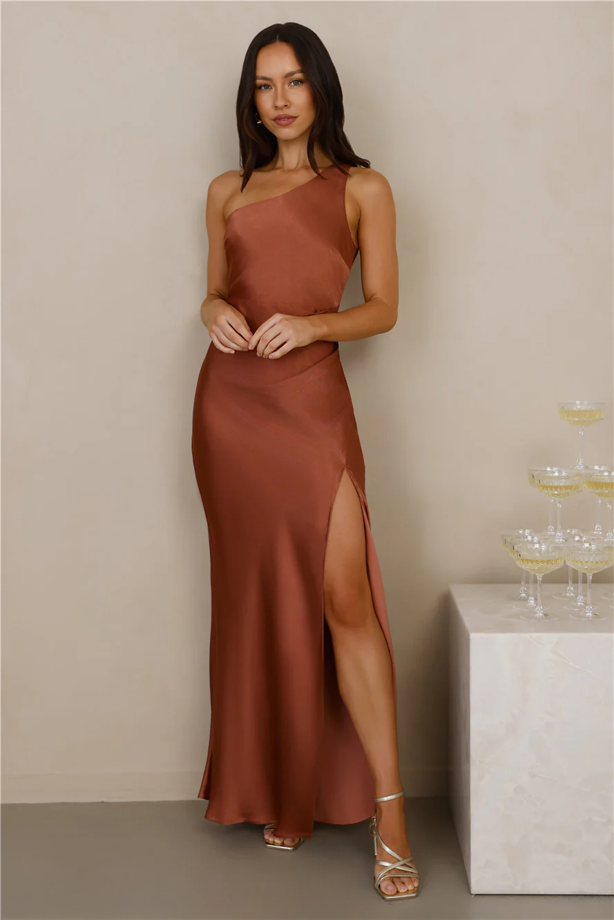 The Aurora One Shoulder Satin Maxi Dress