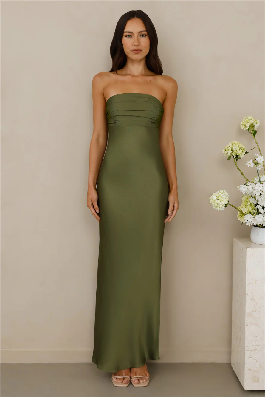 The Seraphina Strapless Satin Maxi Dress