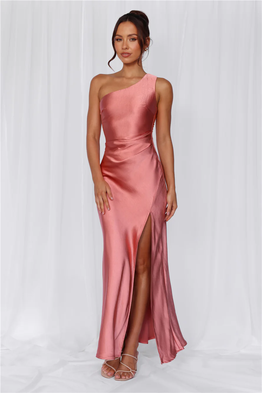 The Aurora One Shoulder Satin Maxi Dress