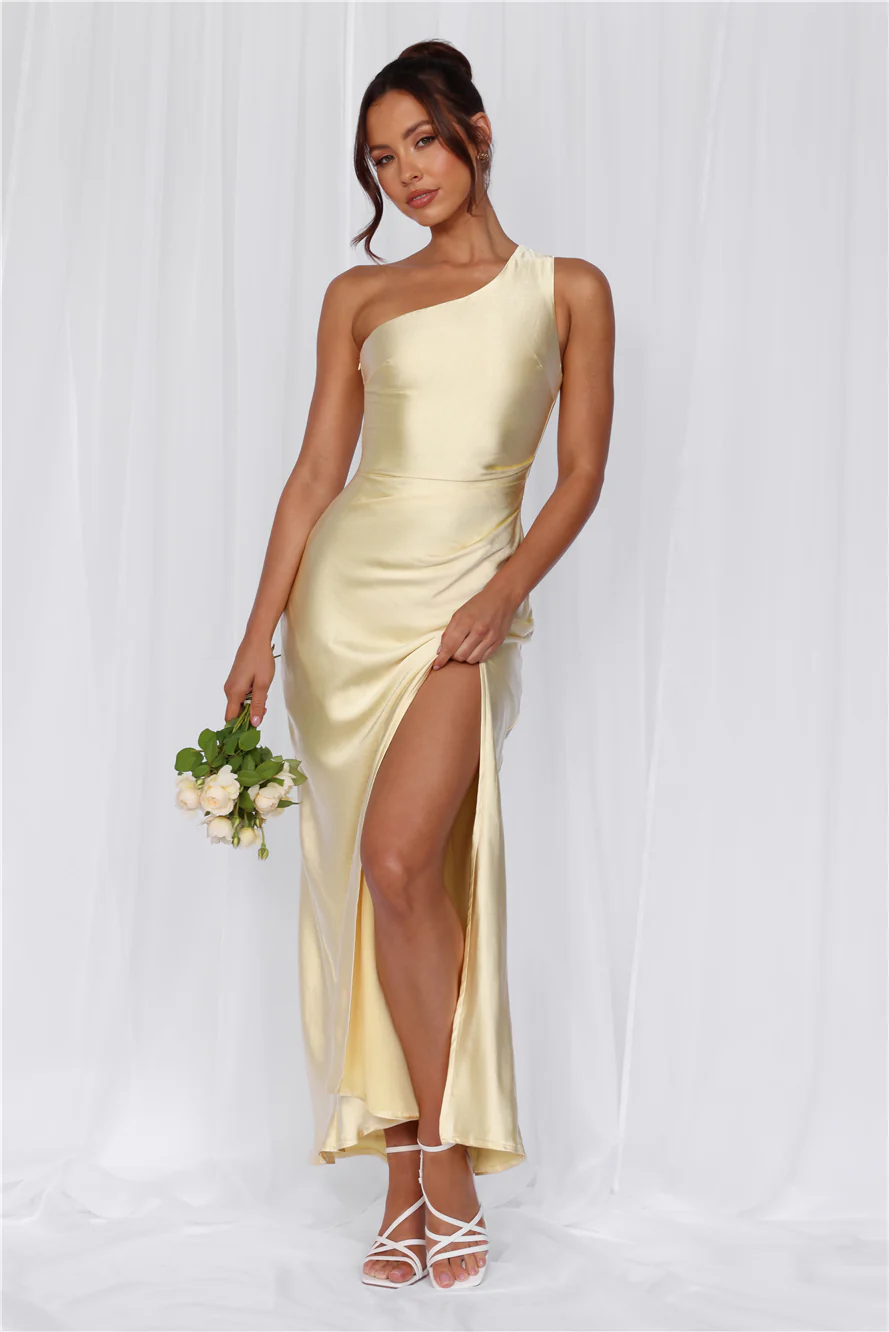 The Aurora One Shoulder Satin Maxi Dress