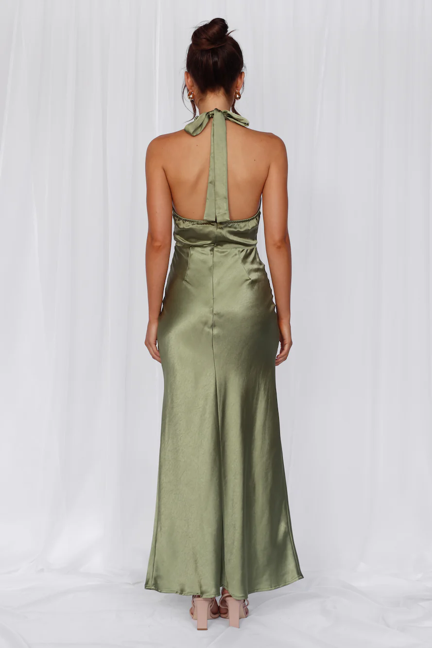 The Adeline Halter Satin Maxi Dress