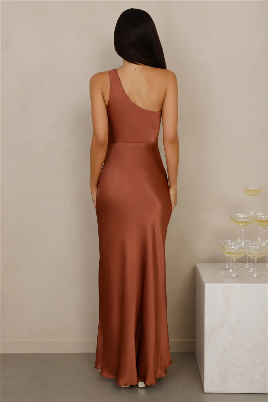 The Aurora One Shoulder Satin Maxi Dress
