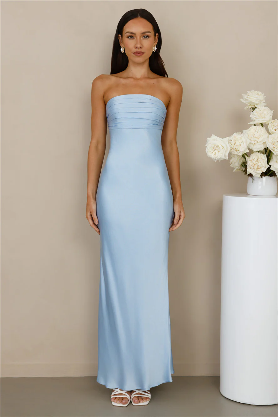 The Seraphina Strapless Satin Maxi Dress