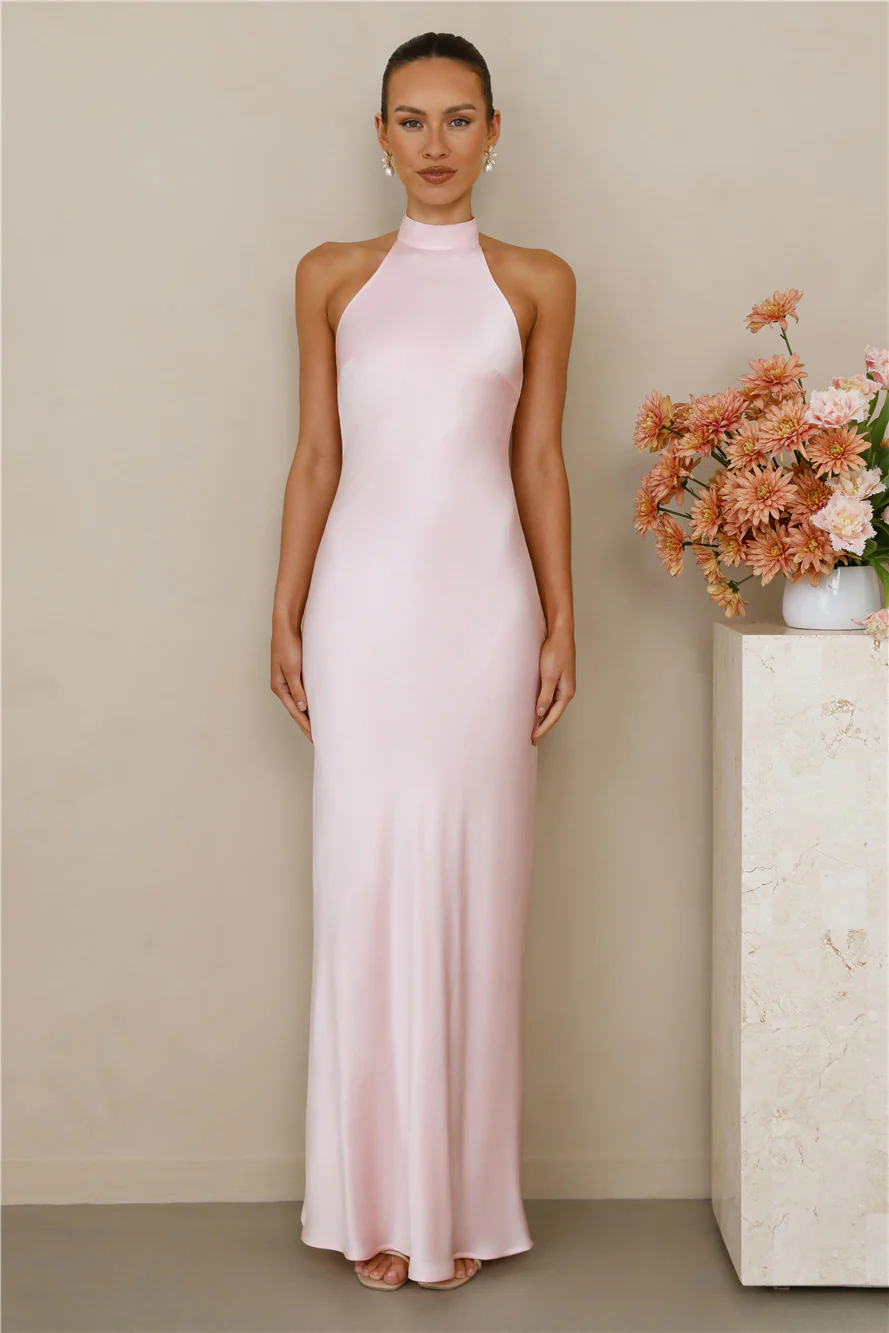 The Cleo Halter Satin Maxi Dress