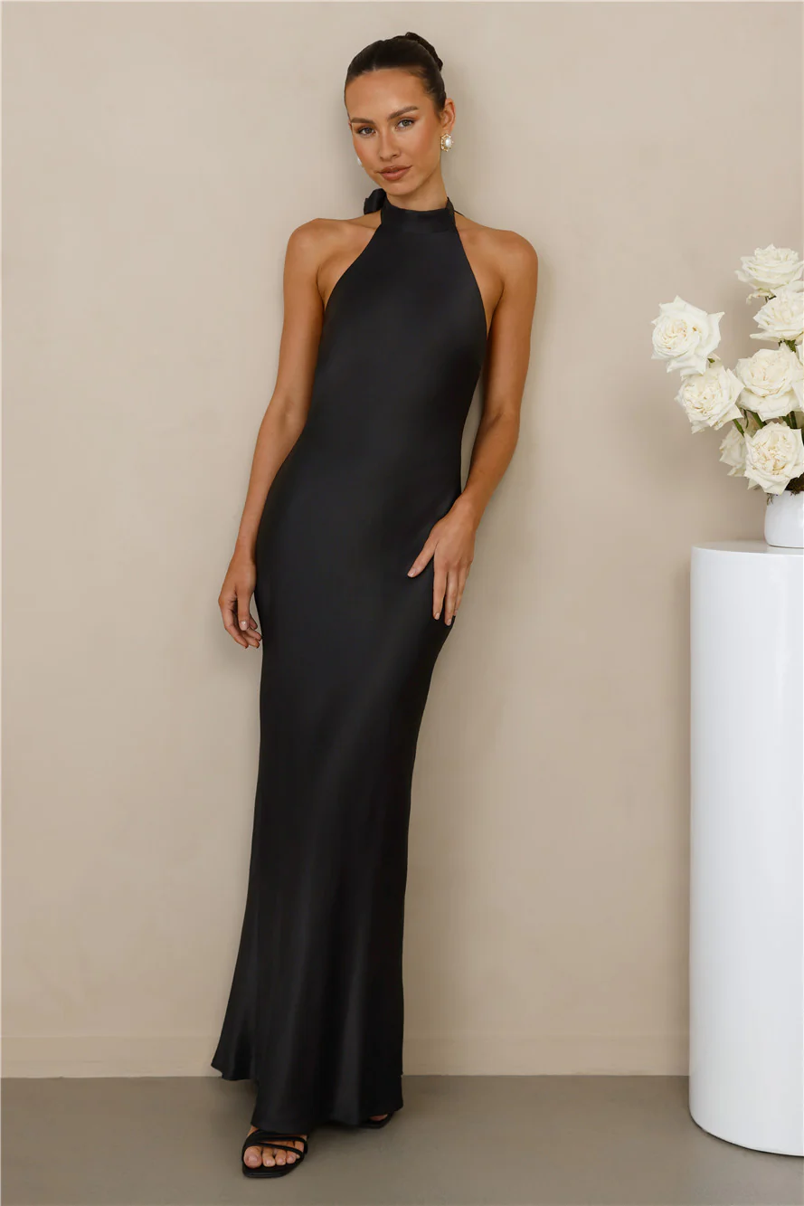 The Cleo Halter Satin Maxi Dress