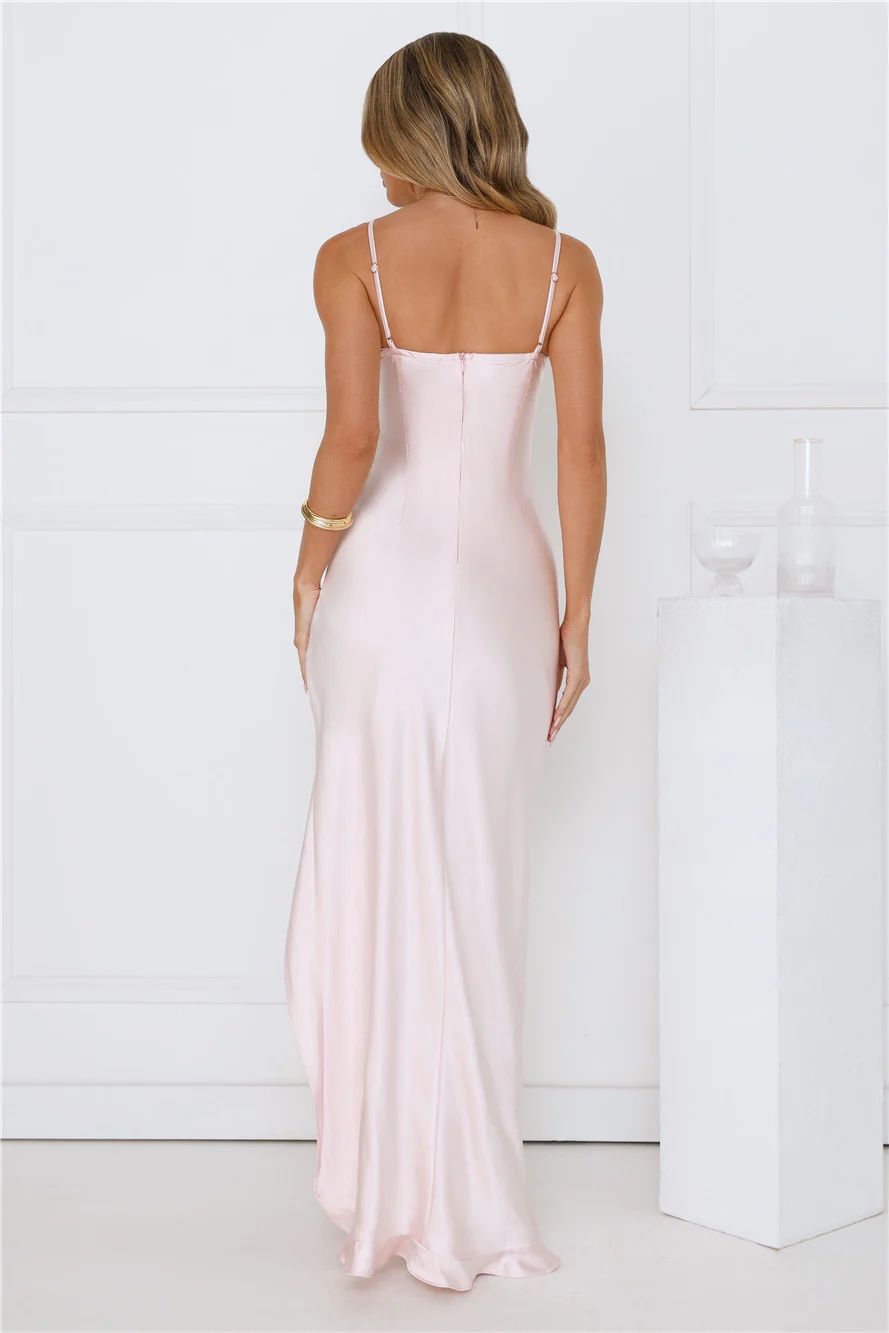 Rosewater Kiss Satin Maxi Dress